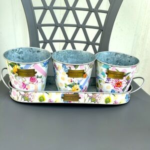 Mackenzie Childs Galvanized Herb Pots Set of 3